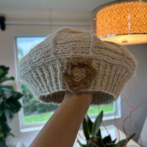 Cozy Knit Baby Alpaca with Flower Accent